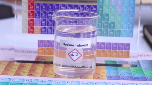 Sodium Hydroxide Periodic Table Elements Learning Laboratory — Stock video