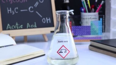 acetic acid and symbol structural formula chemical on the blackboard