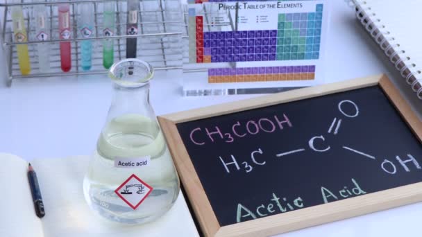 Acetic Acid Symbol Structural Formula Chemical Blackboard — 图库视频影像