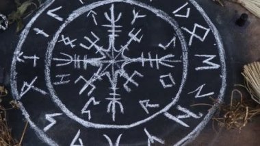 White occult symbol on the witchcraft blackboard photo, religion and belief