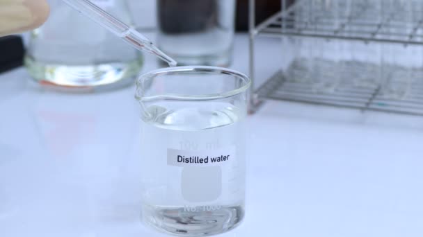 Distilled Water Bottle Sample Water Laboratory Industry — Stockvideo