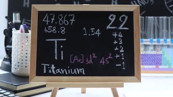 Titanium Symbol Structural Formula Chemical Blackboard Chemistry Classroom — Vídeo de Stock