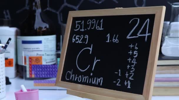 Chromium Symbol Structural Formula Chemical Blackboard Chemistry Classroom — 图库视频影像