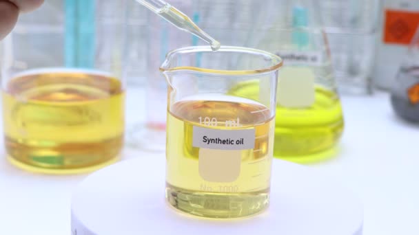 Synthetic Oil Bottle Sample Oil Laboratory Industry — ストック動画