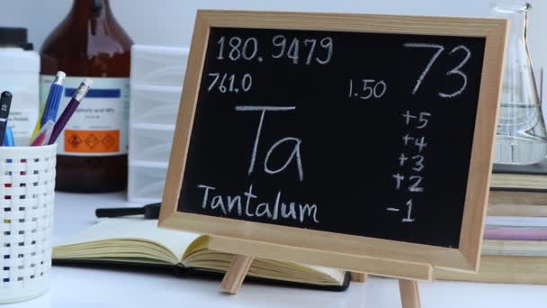 Tantalum Symbol Structural Formula Chemical Blackboard Chemistry Classroom — Vídeos de Stock