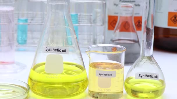 Synthetic Oil Bottle Sample Oil Laboratory Industry — Stock Video