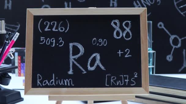 Radium Symbol Structural Formula Chemical Blackboard Chemistry Classroom — Vídeos de Stock