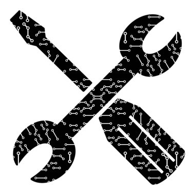 Screwdriver and wrench icon, illustration. Repair, technical support, maintenance service icon