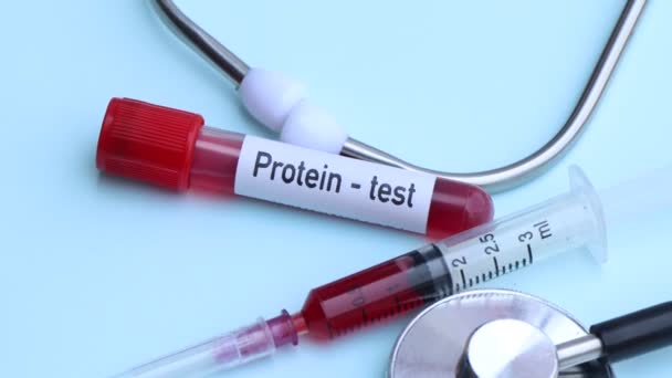 Protein Test Look Abnormalities Blood Blood Sample Analyze Laboratory Blood — стоковое видео