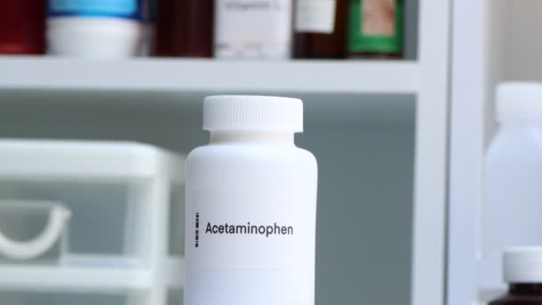 Ацетаминофен Таблетки Белой Бутылке Таблетки Акции Медицинской Фармацевтической Концепции — стоковое видео