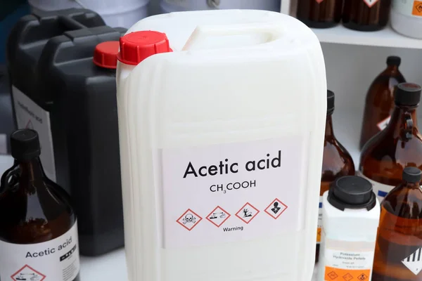acetic acid, Hazardous chemicals and symbols on containers, chemical in industry or laboratory