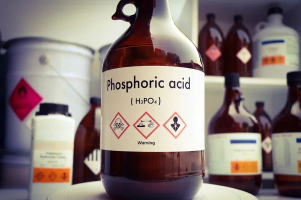 Phosphoric acid, Hazardous chemicals and symbols on containers, chemical in industry or laboratory