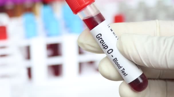 Grupo Exame Sangue Amostra Sangue Para Análise Laboratório Sangue Tubo — Vídeo de Stock