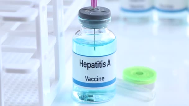 Vaccino Contro Epatite Flaconcino Immunizzazione Trattamento Dell Infezione Vaccino Usato — Video Stock