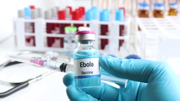 Ebolová Vakcína Injekční Lahvičce Imunizace Léčba Infekce Vakcína Používaná Prevenci — Stock video