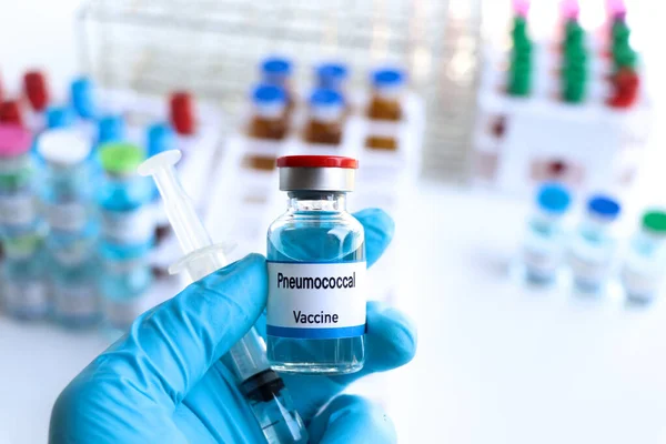 stock image Pneumococcal vaccine in a vial, immunization and treatment of infection, vaccine used for disease prevention