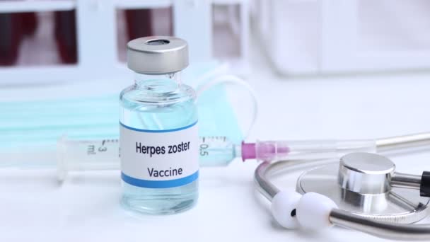 Herpes Zoster Vaccine Vial Immunization Treatment Infection Vaccine Used Disease — Stock Video