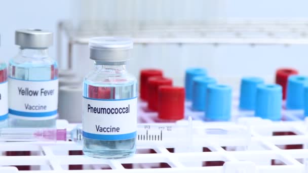 Pneumococcus Vakcina Injekciós Üvegben Fertőzések Immunizálása Kezelése Betegségek Megelőzésére Használt — Stock videók