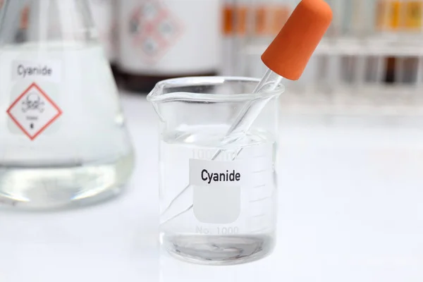 Cyanide Solution, Hazardous chemicals and symbols on containers, chemical in industry or laboratory