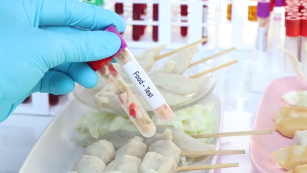 Food Sample Analyze Laboratory Food Test Tube — Stock Video
