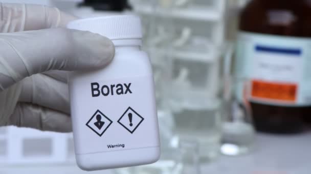 集装箱中的硼砂 实验室中的化学分析 工业中的化学原料 — 图库视频影像