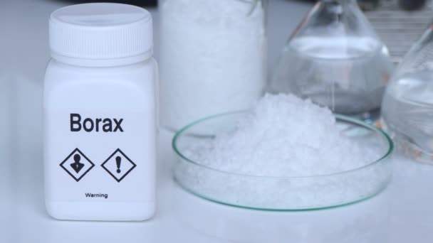 Borax Container Chemische Analyse Labor Chemische Rohstoffe Der Industrie — Stockvideo