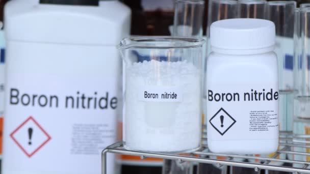 Nitreto Boro Recipiente Análise Química Laboratório Matérias Primas Químicas Indústria — Vídeo de Stock