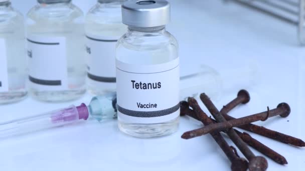 Vaccin Contre Tétanos Flacon Immunisation Traitement Infection Expérience Scientifique — Video