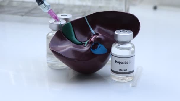 瓶中乙肝疫苗 免疫接种和感染治疗 科学实验 — 图库视频影像