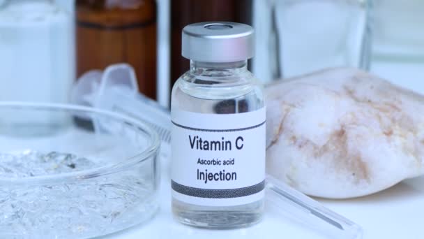 Vitamin Injekční Lahvičce Látky Používané Léčbě Nebo Zlepšení Lékařské Krásy — Stock video
