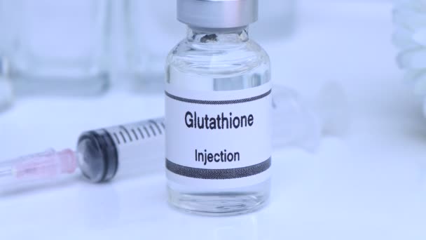 Glutatión Vial Sustancias Utilizadas Para Inyección Para Tratar Mejorar Belleza — Vídeos de Stock