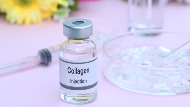Colágeno Vial Sustancias Utilizadas Para Inyección Para Tratar Mejorar Belleza — Vídeos de Stock
