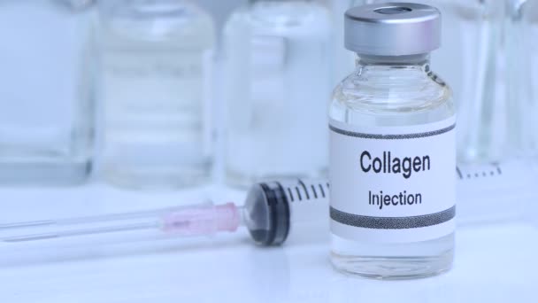 Colágeno Vial Sustancias Utilizadas Para Inyección Para Tratar Mejorar Belleza — Vídeo de stock