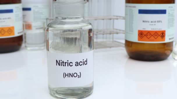 Acido Nitrico Contenitori Prodotti Chimici Pericolosi Materie Prime Prodotti Chimici — Video Stock