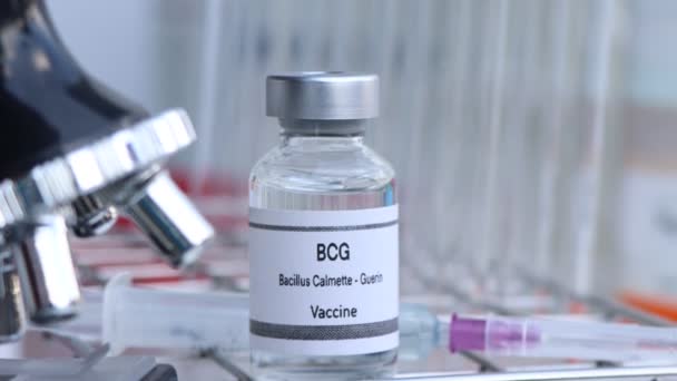 Bcg Vakcína Injekční Lahvičce Imunizace Léčba Infekce Vědecký Experiment — Stock video