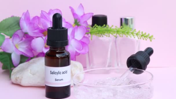 Ácido Salicílico Una Botella Sustancias Utilizadas Para Tratamiento Mejora Belleza — Vídeos de Stock