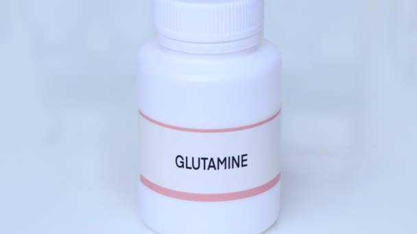 Glutamina Garrafa Suplementos Alimentares Para Produtos Saúde Saúde Beleza — Vídeo de Stock