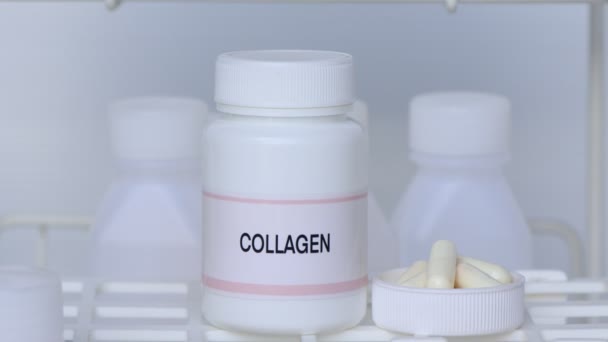 Collagen Láhvi Doplňky Stravy Pro Zdraví Zdraví Kosmetické Výrobky — Stock video