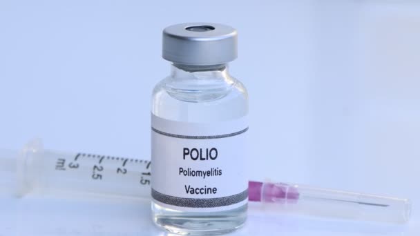Vacina Polio Frasco Para Injectáveis Imunização Tratamento Infecção Experiência Científica — Vídeo de Stock