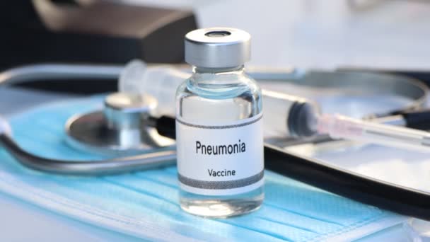 Εμβόλιο Πνευμονίας Φιαλίδιο Ανοσοποίηση Και Θεραπεία Λοίμωξης Επιστημονικό Πείραμα — Αρχείο Βίντεο