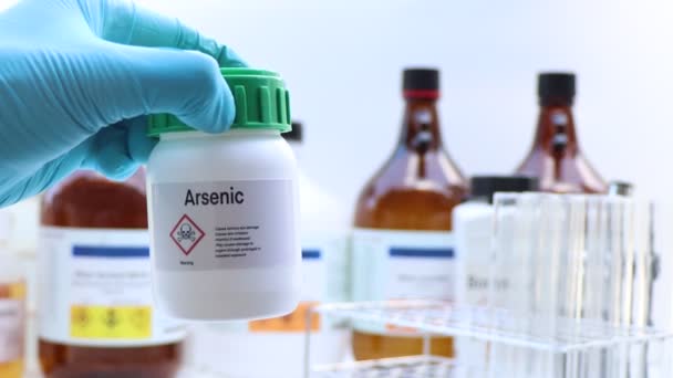 Arsenico Contenitore Chimico Chimico Laboratorio Nell Industria Materie Prime Utilizzate — Video Stock
