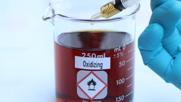 Símbolos Oxidantes Produtos Químicos Vidro Produtos Químicos Laboratório Indústria — Vídeo de Stock
