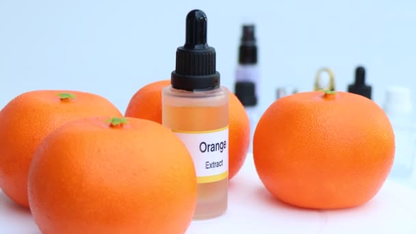 Narancs Kivonat Gyümölcs Kivonatok Használják Kozmetikumok Vagy Egészségügyi Termék Fehér — Stock videók