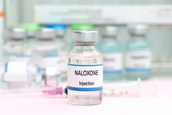Naloxona Num Frasco Para Injetáveis Produtos Químicos Utilizados Medicina Laboratório Fotografia De Stock