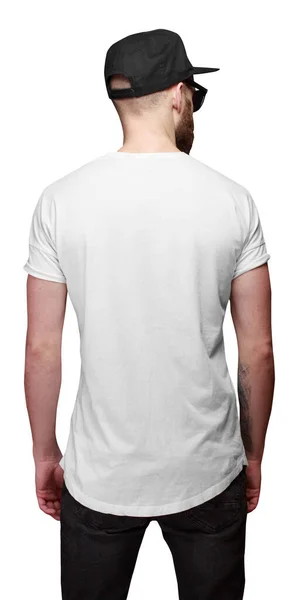 Vista Posterior Camiseta Hombre Con Espacio Para Logotipo Diseño Sobre —  Fotos de Stock