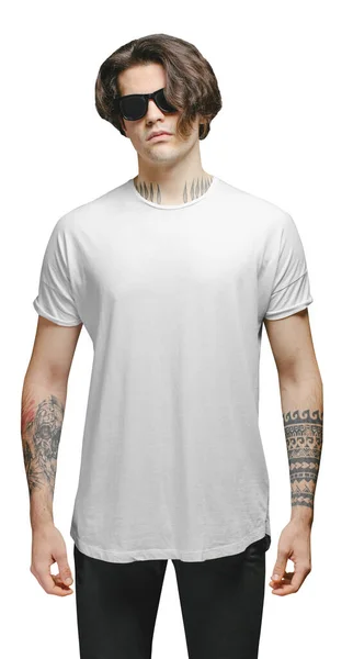 Camiseta Vista Frontal Hombre Con Espacio Para Logotipo Diseño Sobre —  Fotos de Stock
