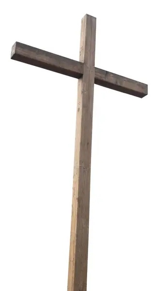 Krzyż Drewniany Izolowany Białym Tle — Zdjęcie stockowe