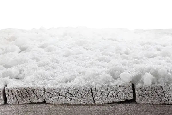 Деревянный Стол Пол Снегом Стоковое Фото