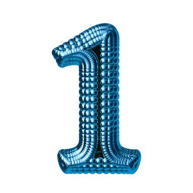 Kürelerden yapılmış mavi 3D sembol. 1 numara.