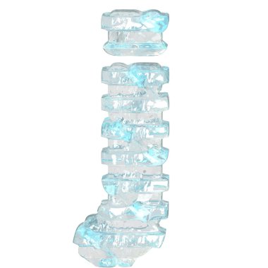 İnce yatay kayışlı buz 3D sembolü. J harfi